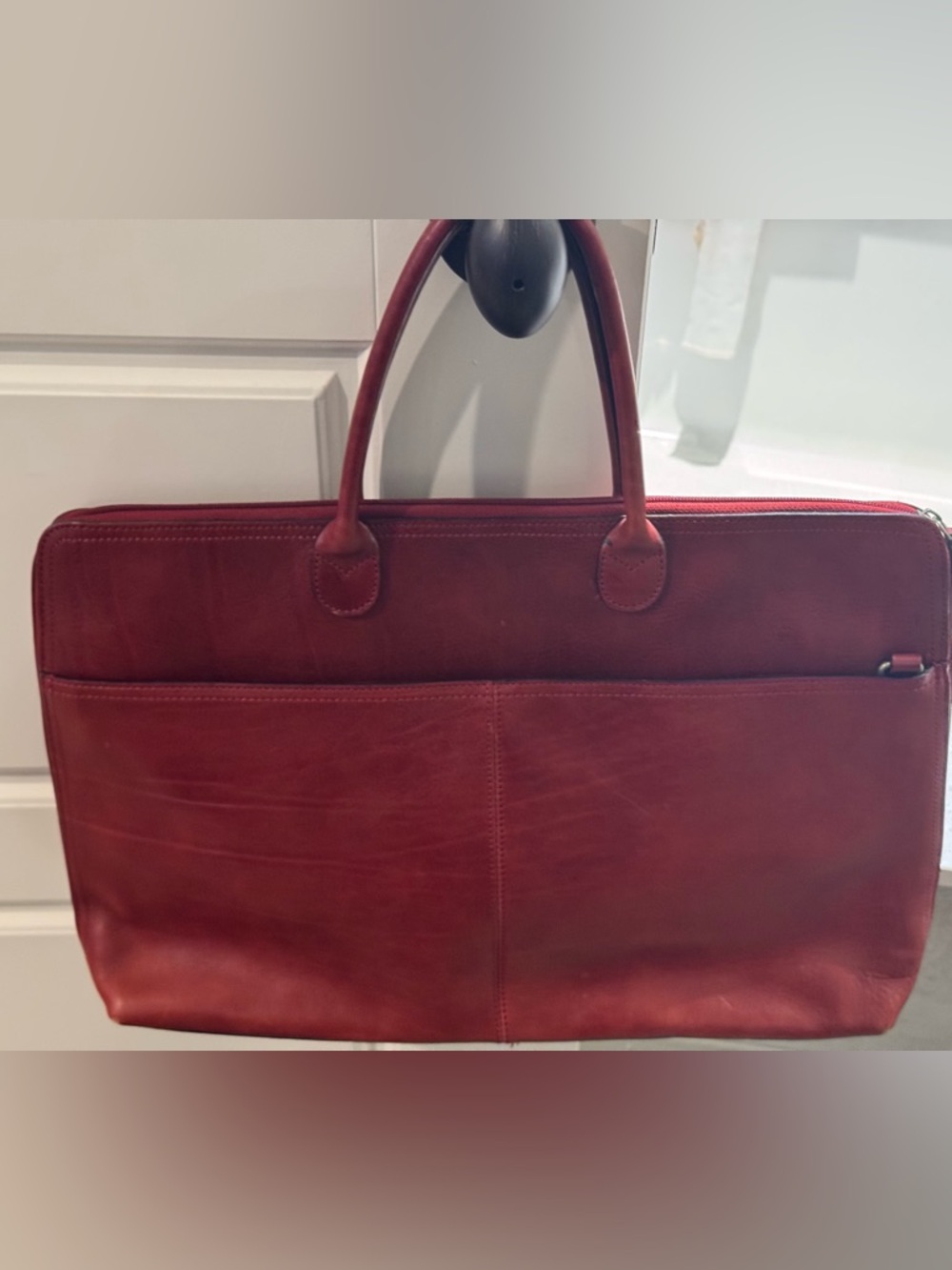 Wilsons Leather Pelle Studio Deep Red Leather Satchel Tote Bag